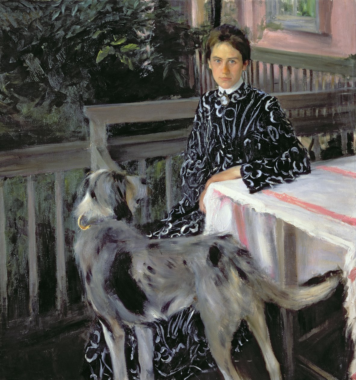 Porträt von Yulia Yevstafievna Kustodieva (1880-1942), die Frau des Künstlers, 1903 von Boris Mikhailovich Kustodiev