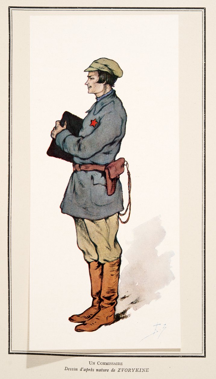 Kommissar aus Histoire des Soviets, veröffentlicht 1922 (farbige Lithographie) von Boris Vasilievich Zvorykin