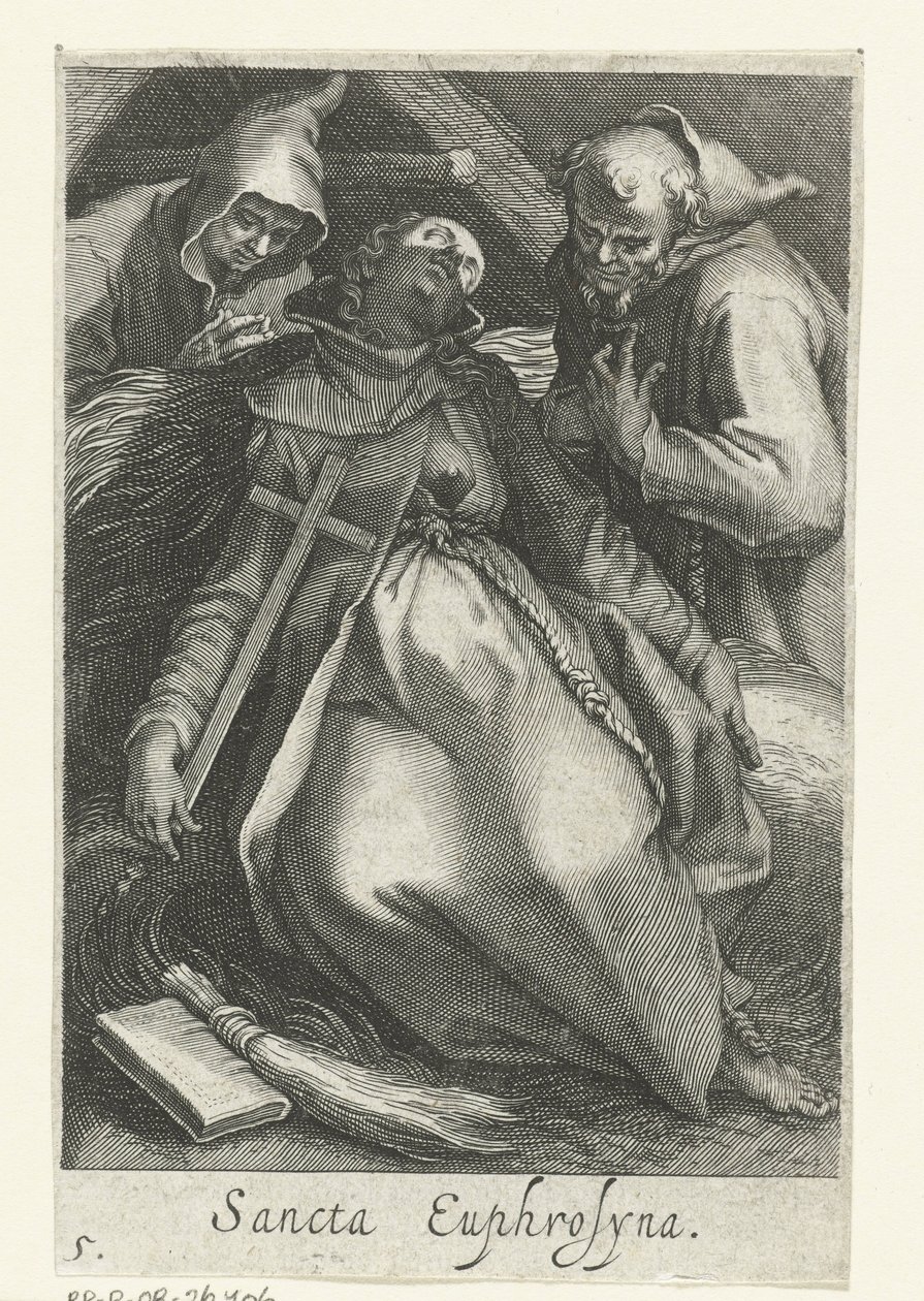 Heilige Euphrosina von Alexandria als Einsiedlerin (Sancta Euphrosyna, Serie: Kluizenaressen, Sacra Eremus Ascetriarum) von Boëtius Adamsz. Bolswert