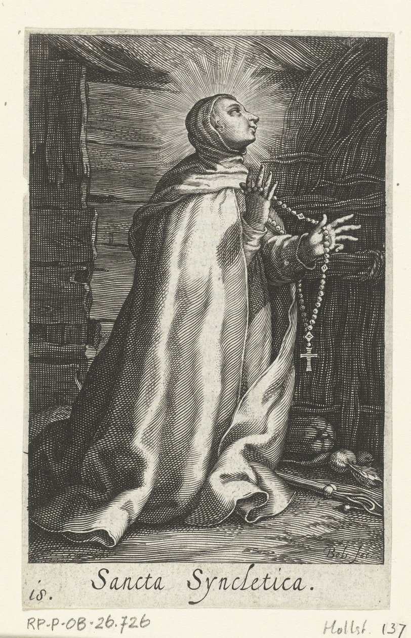 Heilige Syncletica von Alexandria als Einsiedlerin (Sancta Syncletica, Serie: Kluizenaressen, Sacra Eremus Ascetriarum) von Boëtius Adamsz. Bolswert