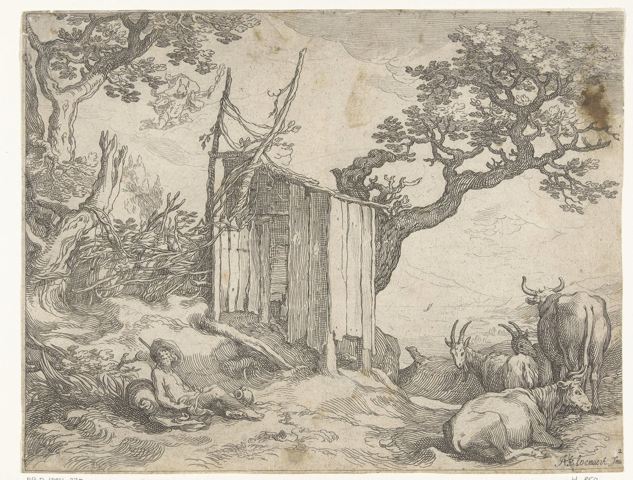 Landschaft mit Argus bei Io als Kuh und Merkur in der Luft von Boëtius Adamsz. Bolswert