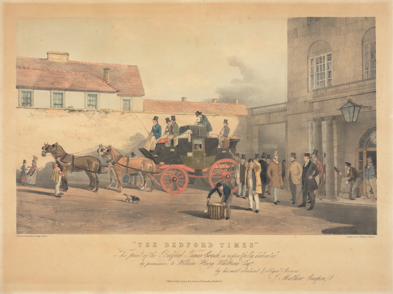 "The Bedford Times" / Dieser Druck der Bedford Times Coach ist respektvoll gewidmet / mit Erlaubnis, an William Henry Whitbread Esq