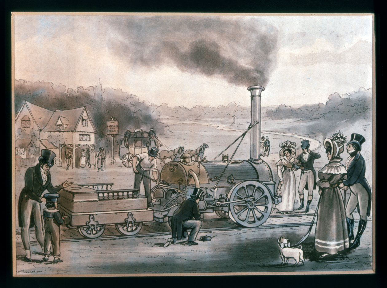 Künstlerische Darstellung von Robert Stephensons "Northumbrian" von British School