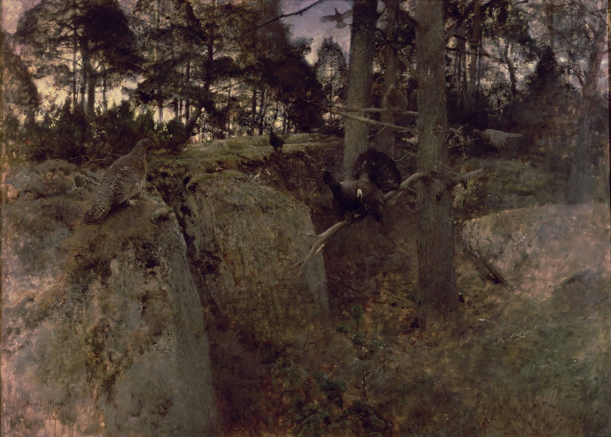Das Paaren der Auerhähne, 1888 von Bruno Andreas Liljefors