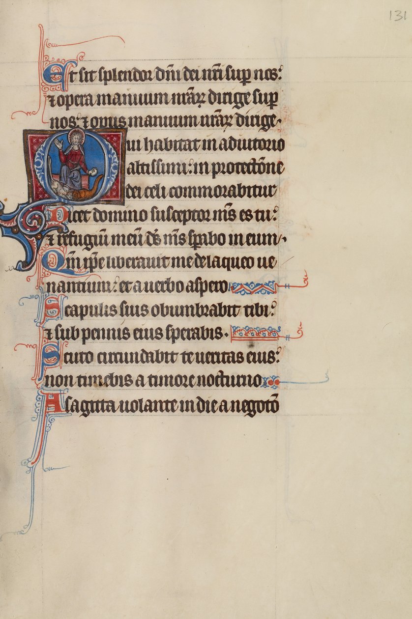 Initiale O: Christus auf dem Thron mit einem Drachen und einem Löwen zu seinen Füßen von Bute Master