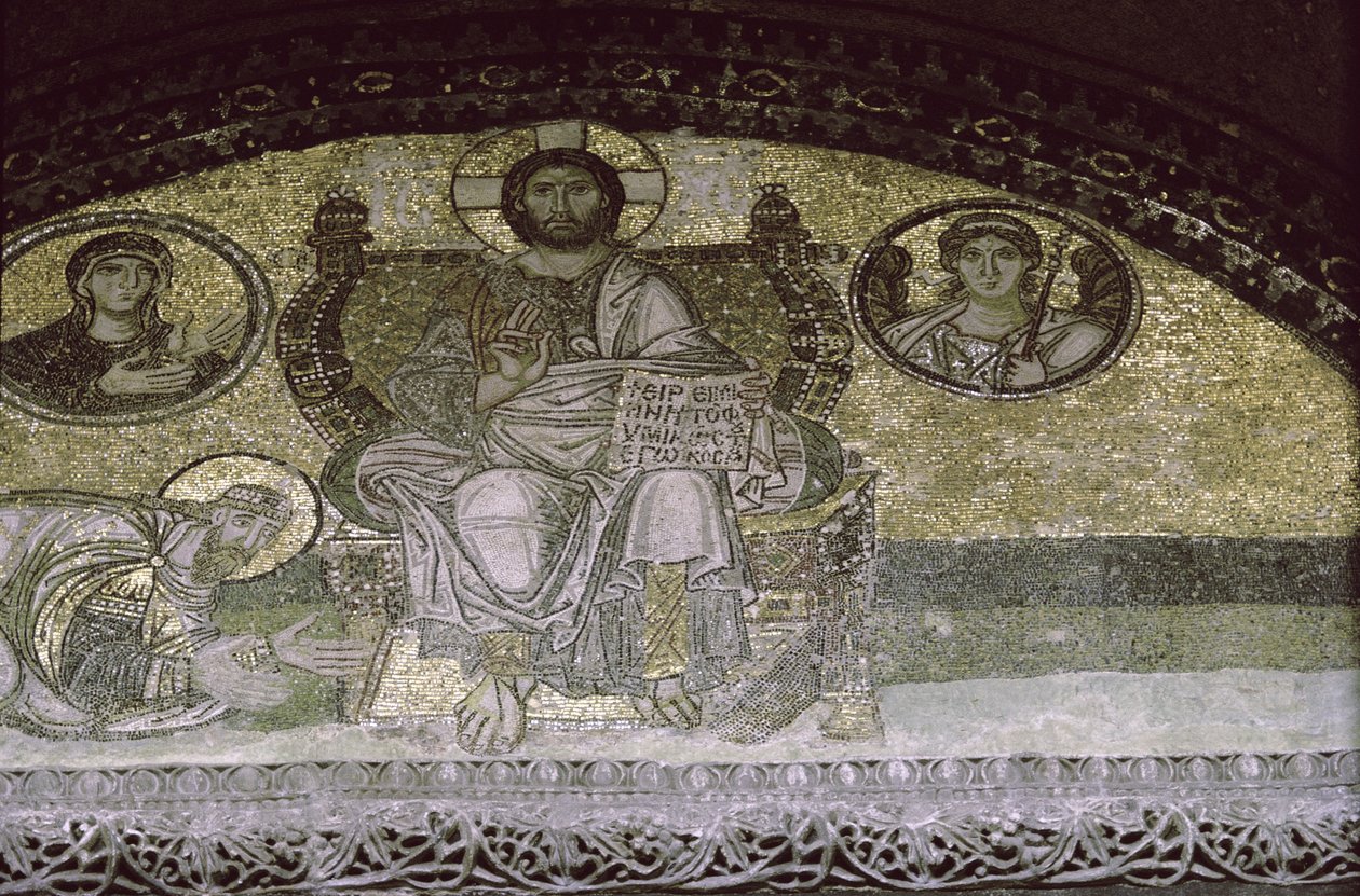 Kaiser Leo der Weise kniet vor Christus Pantokrator von Byzantine