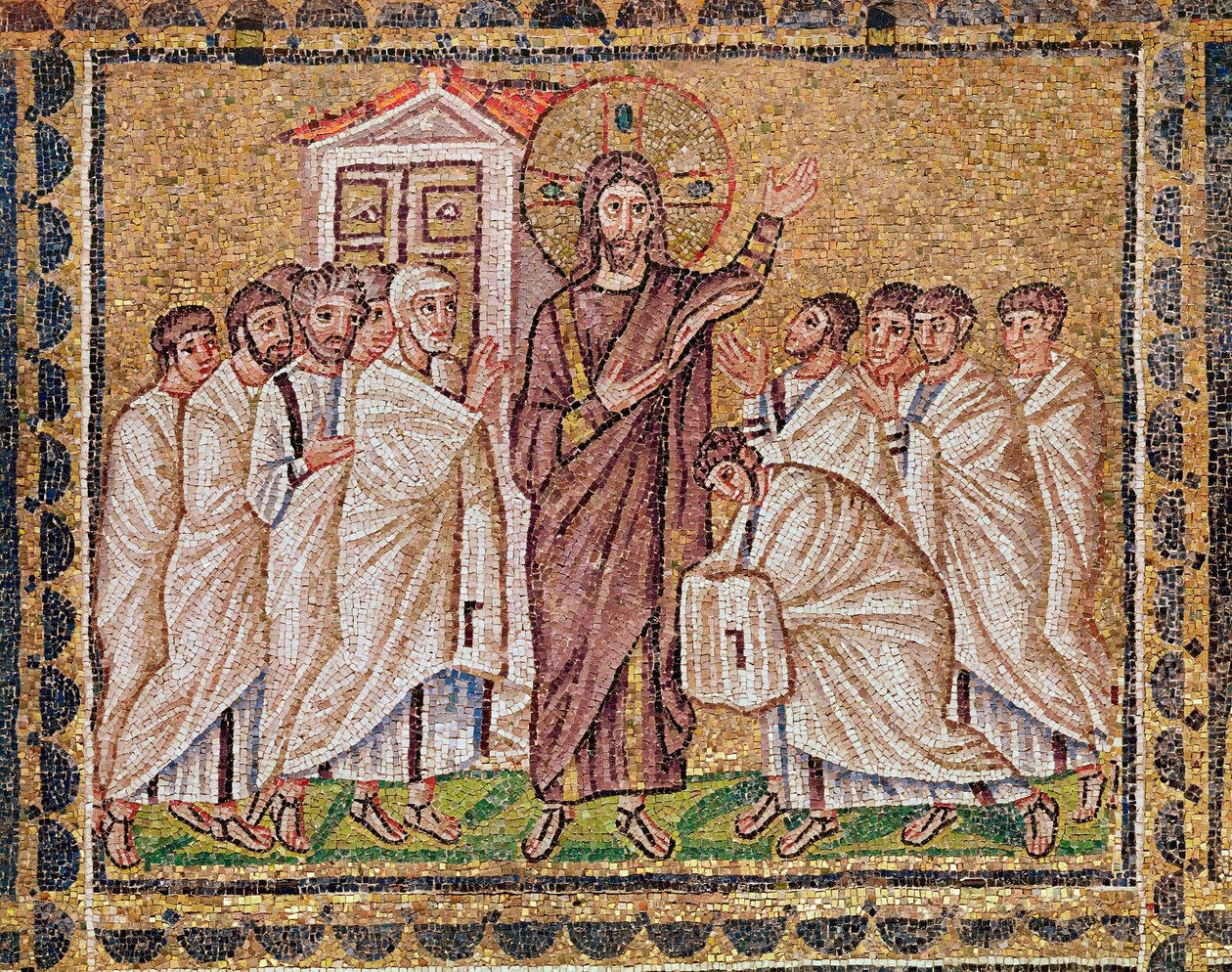 Der Unglaube des heiligen Thomas, aus Szenen aus dem Leben Christi (Mosaik) von Byzantine School