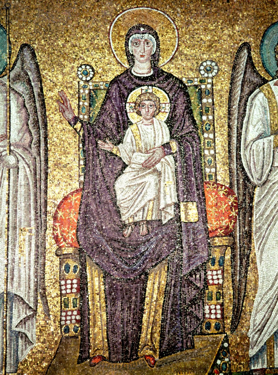 Jungfrau und Kind, aus der Prozession der Märtyrer im Kirchenschiff (Mosaik) von Byzantine School