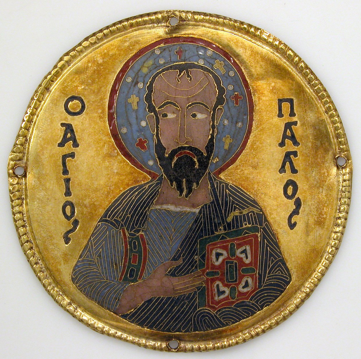 Medaille mit dem Heiligen Paulus von einem Ikonenrahmen, ca. 1100 (Gold, Silber und Email Cloisonné) von Byzantine