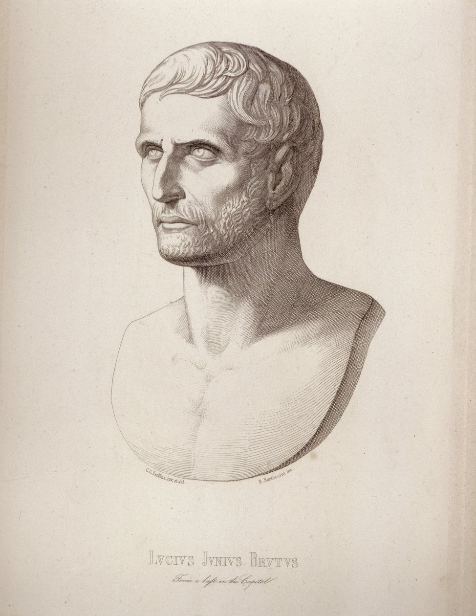 Porträt von Lucius Junius Brutus, graviert von B.Barloccini, 1849 von C.C Perkins