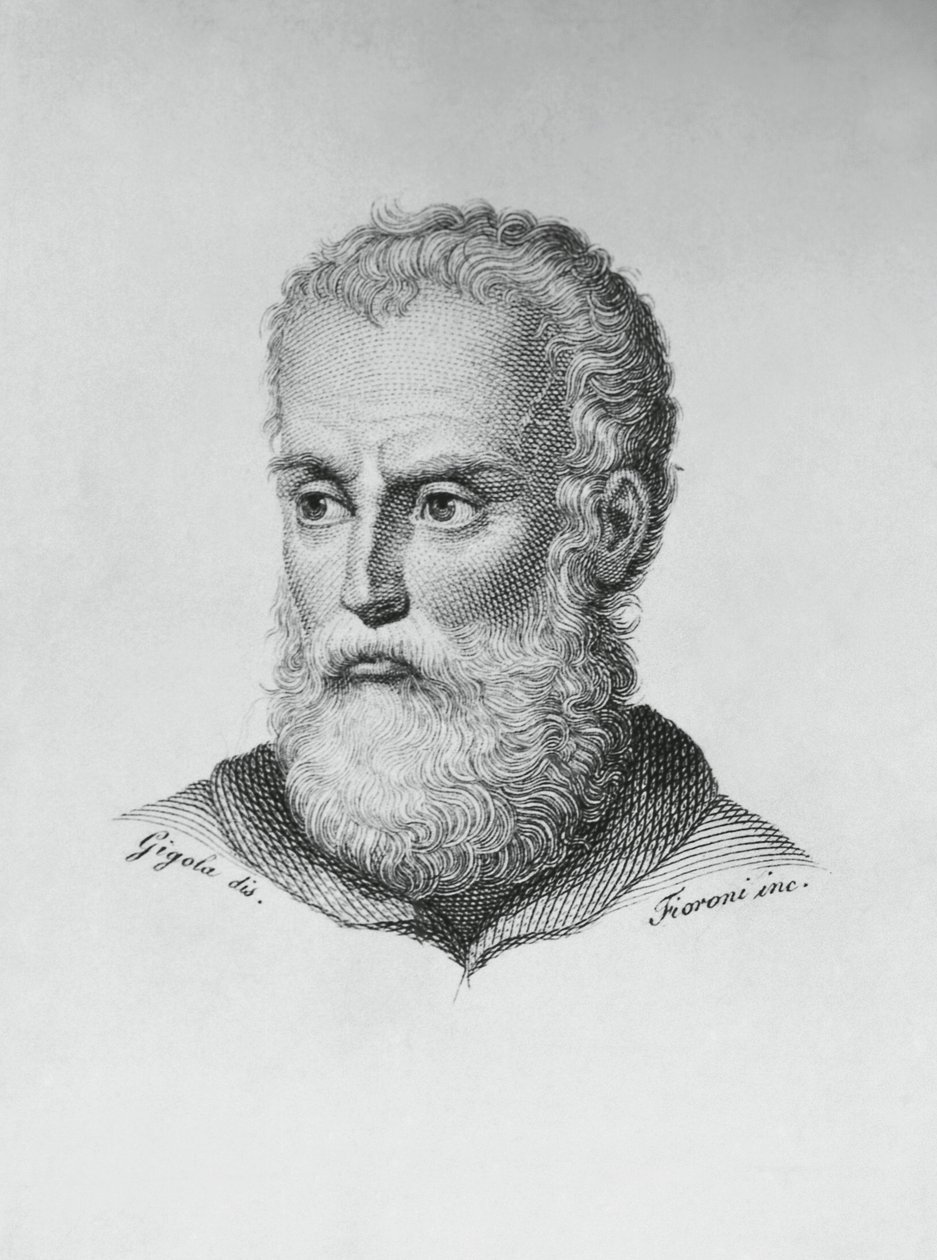 Porträt von Annibale Caro (1507-1566), italienischer Schriftsteller und Dichter, Gravur von Ado Fioroni (aktiv 1812-1833) nach einer Zeichnung von Giovanni Battista Gigola (1767-1841) von J.B. and Brown J. Rowbotham