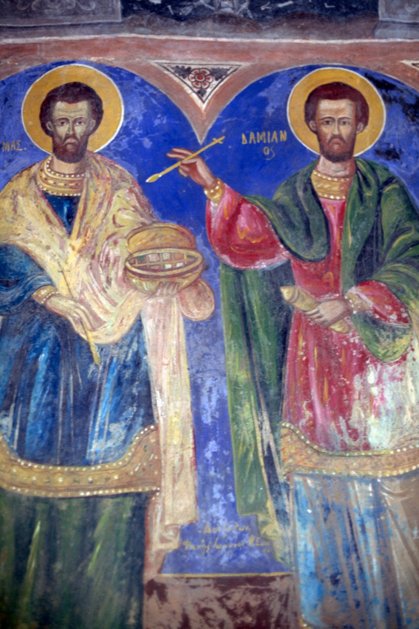 Heilige Cosmas und Damian, Kloster Megalo Sotiris, Symi Insel, Griechenland (Foto) von J.B. and Brown J. Rowbotham