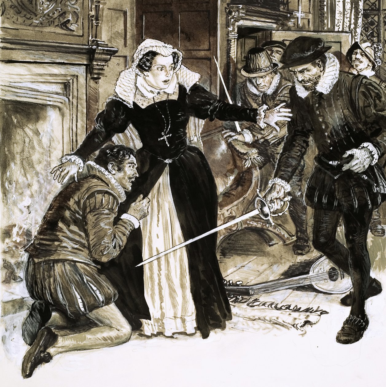David Riccio, Favorit von Königin Maria, wurde 56 Mal von Lord Darnley erstochen von C.L. Doughty