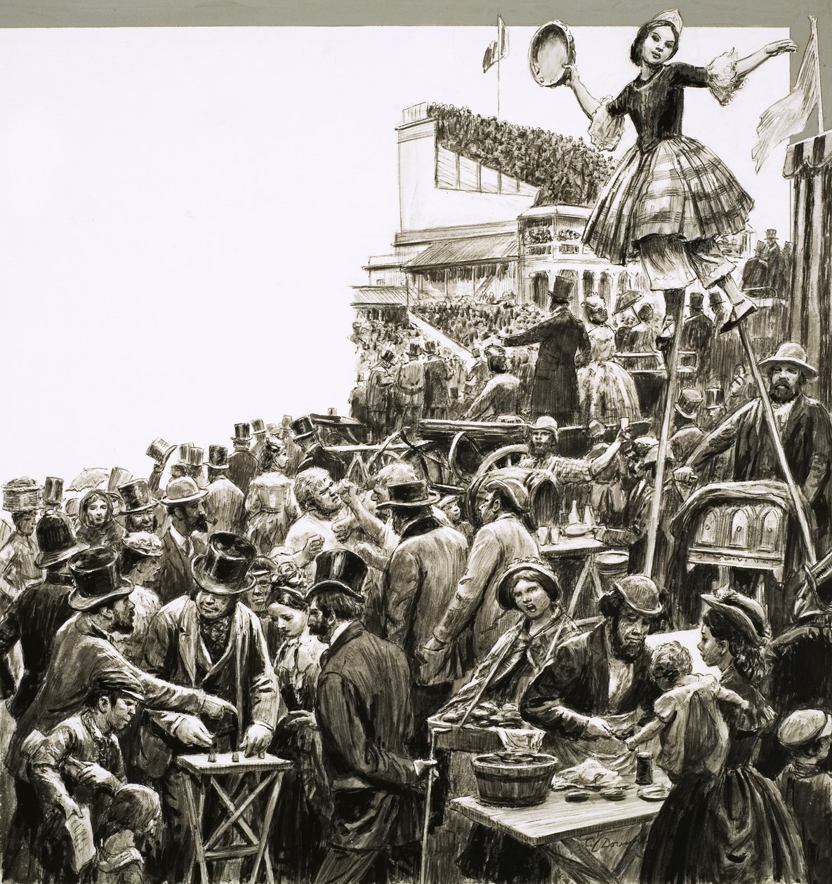 Unbekannte Szene von Straßenkünstlern und Trickbetrügern von C.L. Doughty