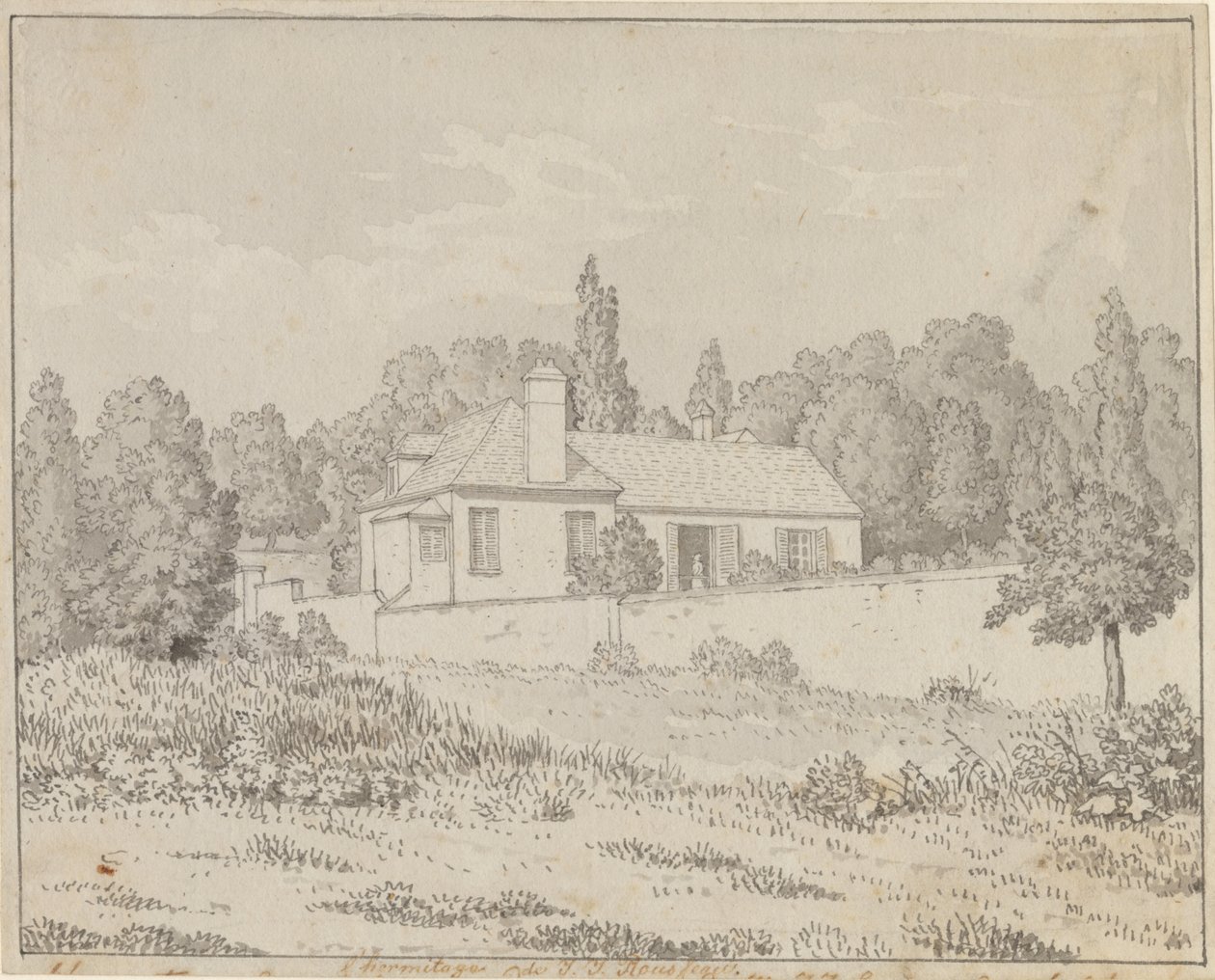 Das Haus von Jean Jacques Rousseau im Schlossgarten von Ermenonville von Christoffer Wilhelm Eckersberg