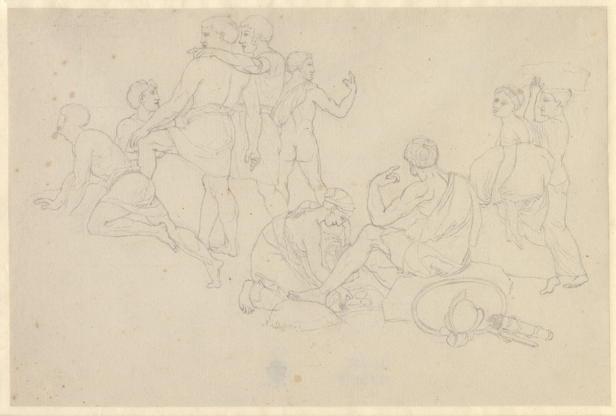 Moses lässt das Rote Meer zurücktreten und die Armee des Pharao überfluten - Studie zu Israeliten nach der Wanderung durch das Rote Meer von Christoffer Wilhelm Eckersberg