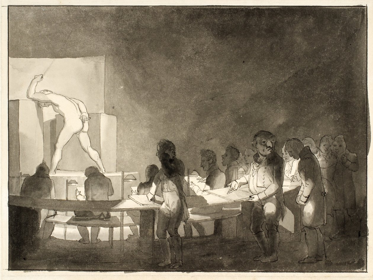 Satire auf den Zeichenunterricht an der Königlichen Akademie der Schönen Künste von Christoffer Wilhelm Eckersberg