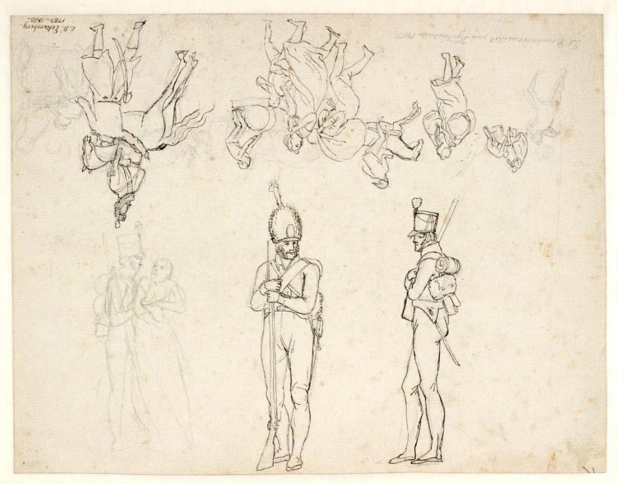 Entwurf für eine Reihe von Figuren in einer Darstellung der Bombardierung von Kopenhagen von Christoffer Wilhelm Eckersberg