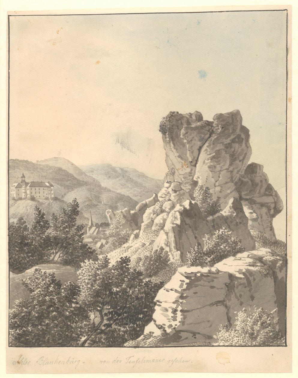 Blick vom Harz, von der Teufelsmauer, das Schloss Blankenburg im Hintergrund von Christoffer Wilhelm Eckersberg
