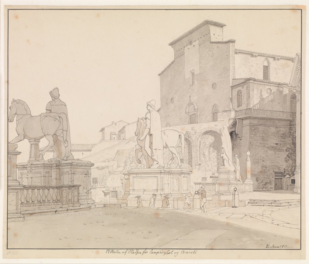 Ansicht des Kapitols und Santa Maria in Aracoeli, Rom von Christoffer Wilhelm Eckersberg