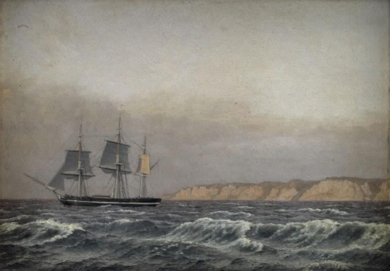 Ansicht der Klippen von Møn und einer Korvette von Christoffer Wilhelm Eckersberg