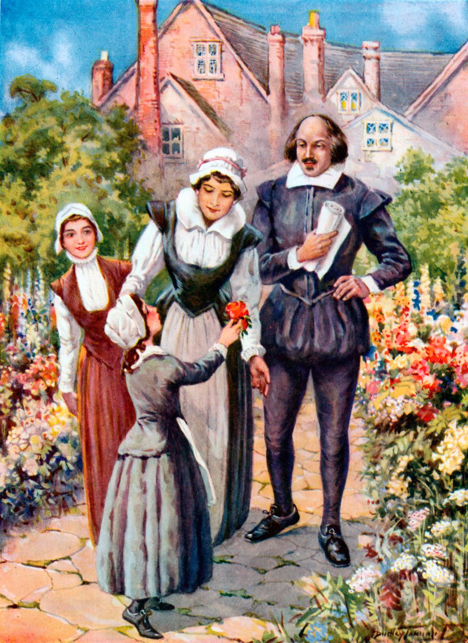 Shakespeare im Garten von New Place, Stratford-on-Avon von C. Dudley (after) Tennant