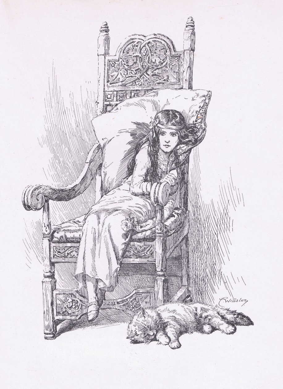 Aufgestützt im großen Lehnstuhl, aus The Child of the Air, veröffentlicht von Duckworth von C. Wilhelm