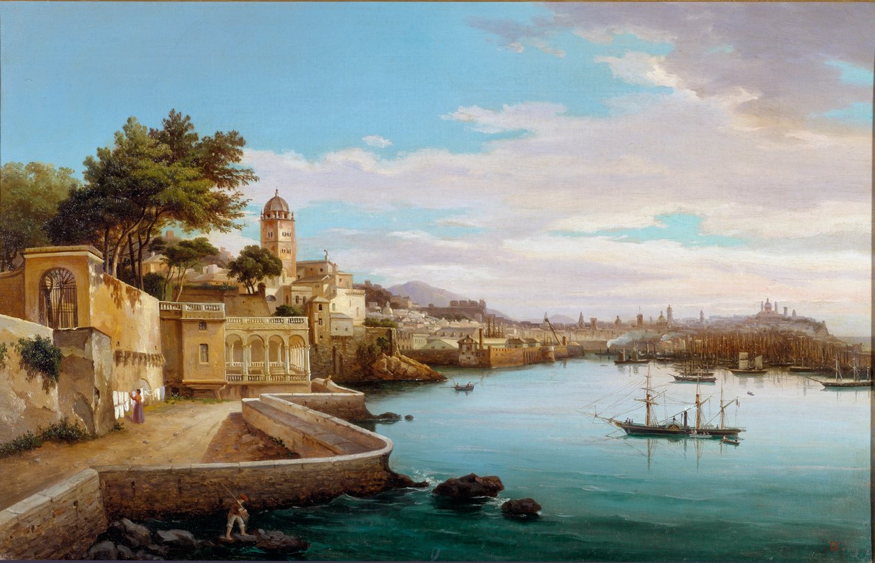 Ansicht des Hafens von Genua von Cambiaso