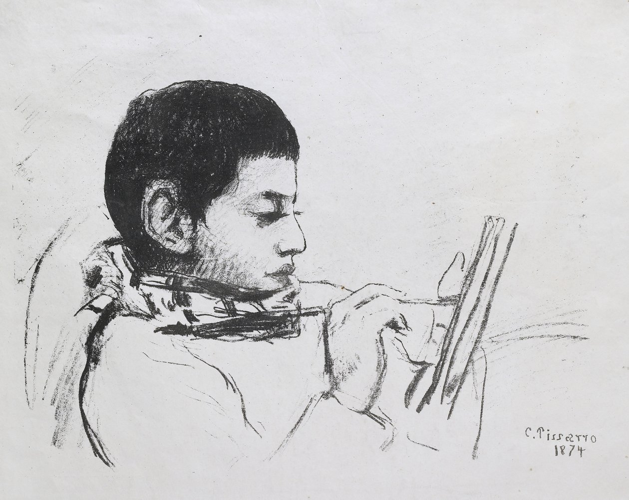 Porträt von Lucien Pissarro, 1874 von Camille Jacob Pissarro