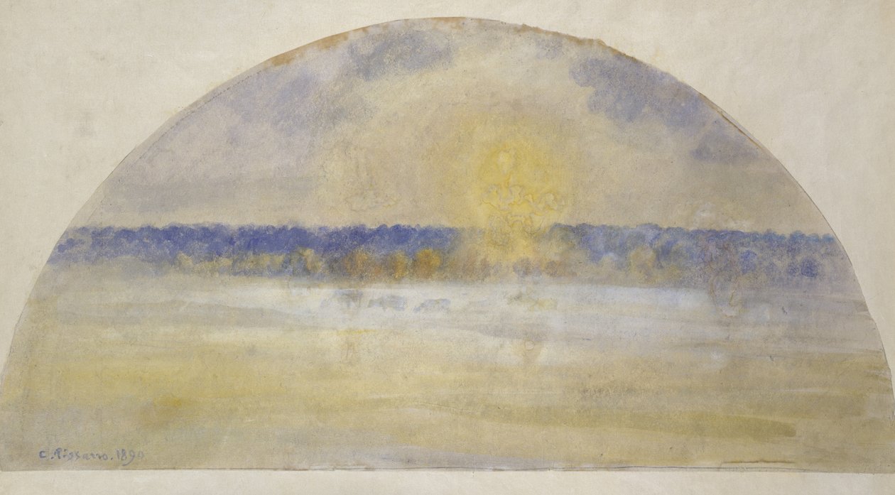 Sonnenuntergang und Nebel, Eragny von Camille Jacob Pissarro