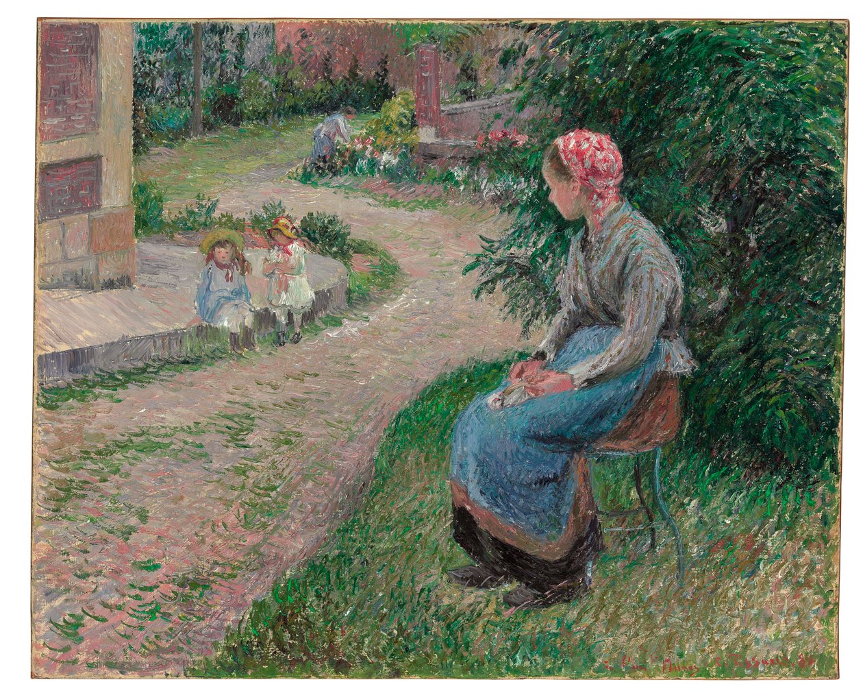 Eine Dienerin im Garten von Eragny, 1884 von Camille Jacob Pissarro