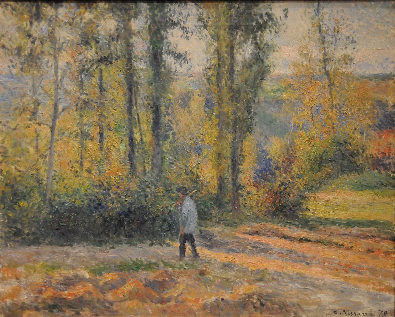 Landschaft mit einem Jäger, Pontoise Paysage à Pontoise avec un chasseur, 1879 von Camille Jacob Pissarro