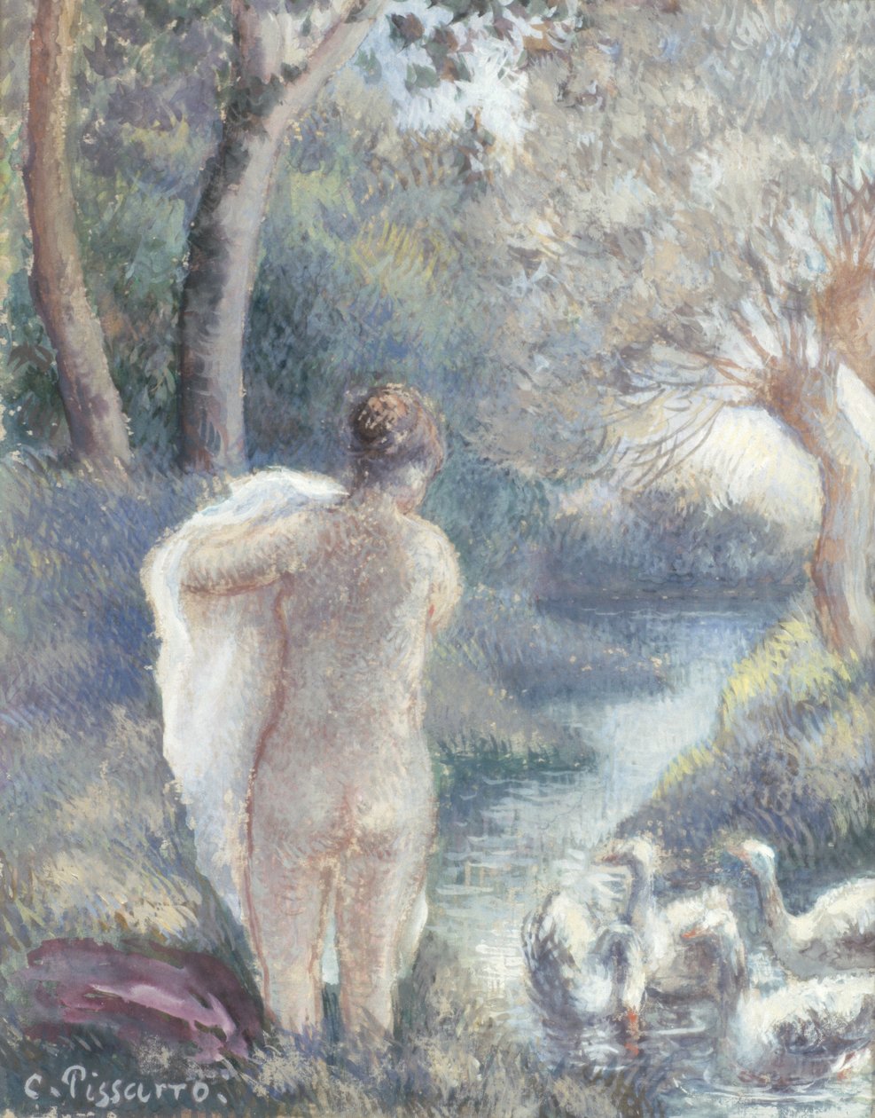 Akt mit Schwänen, ca. 1895 von Camille Jacob Pissarro