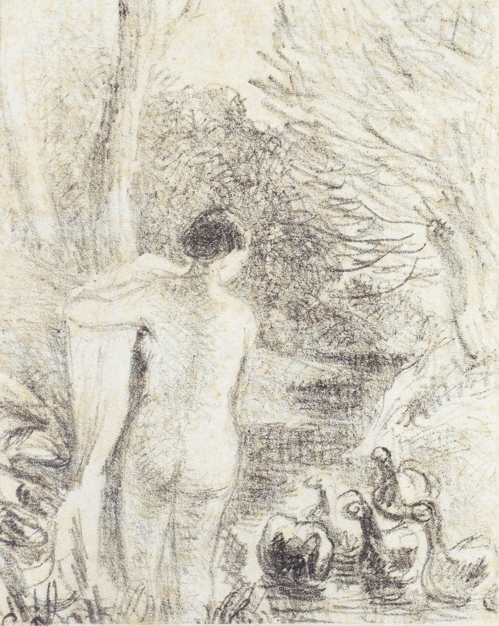 Akt mit Schwänen, ca. 1895 (Studie) von Camille Jacob Pissarro