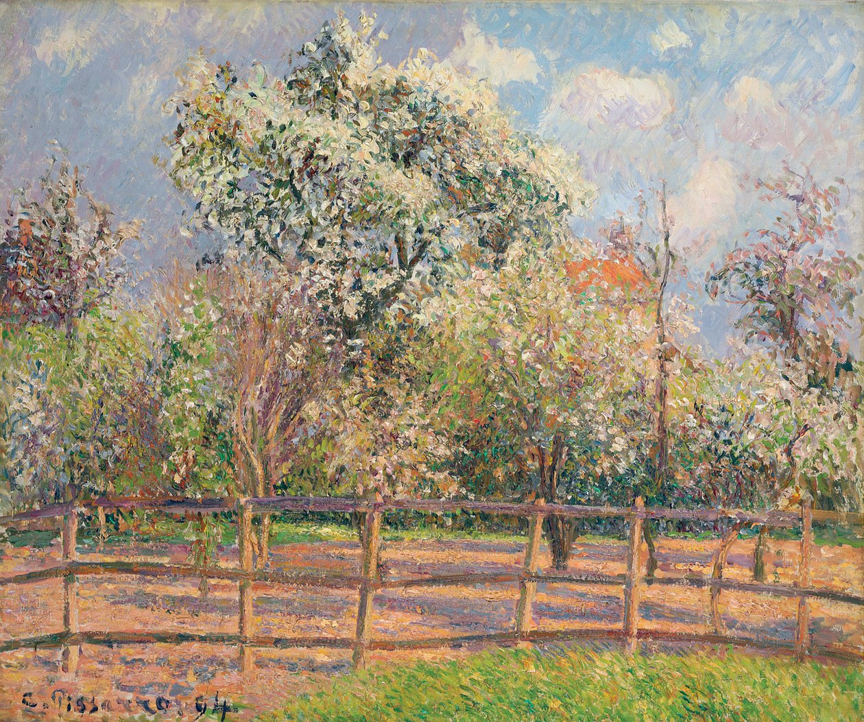 Blühende Birnbäume in Eragny, 1894 von Camille Jacob Pissarro