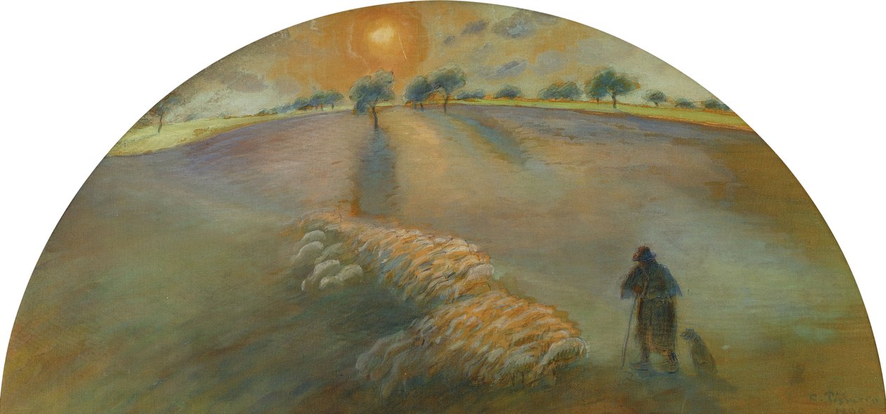 Hirte und Schafe, 1890 von Camille Jacob Pissarro