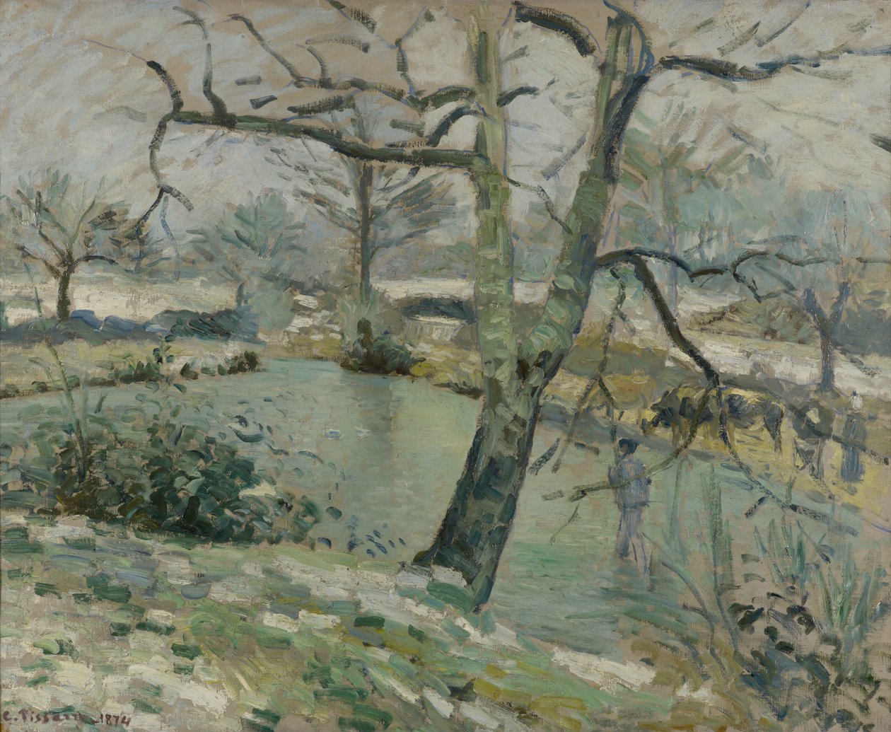 Der Teich von Montfoucault, Wintereffekt, 1874 von Camille Jacob Pissarro