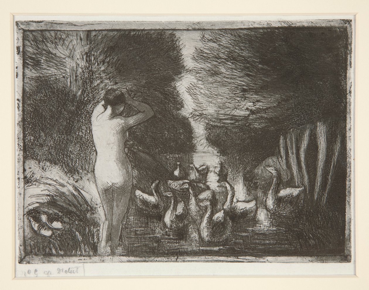 Badende mit Gänsen von Camille Pissarro