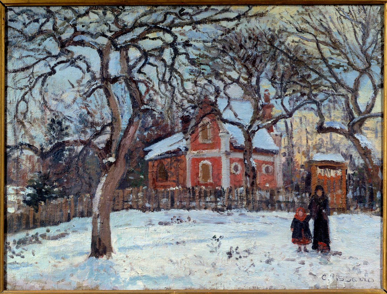 Kastanien und Louveciennes Landschaft im Schnee von Camille Jacob Pissarro