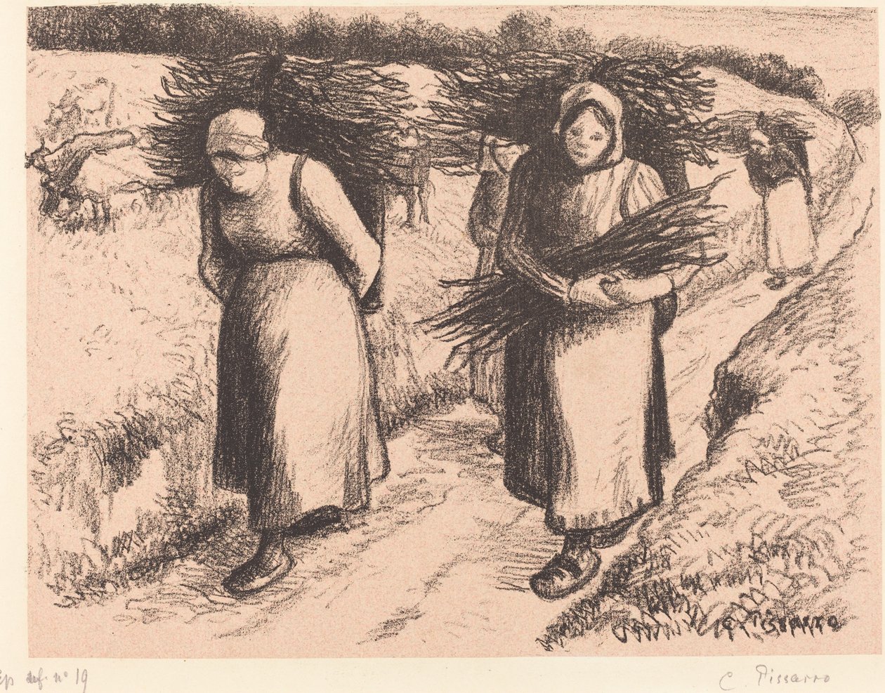 Bauern tragen Stöcke Paysannes portant des fagots, 1896 von Camille Pissarro