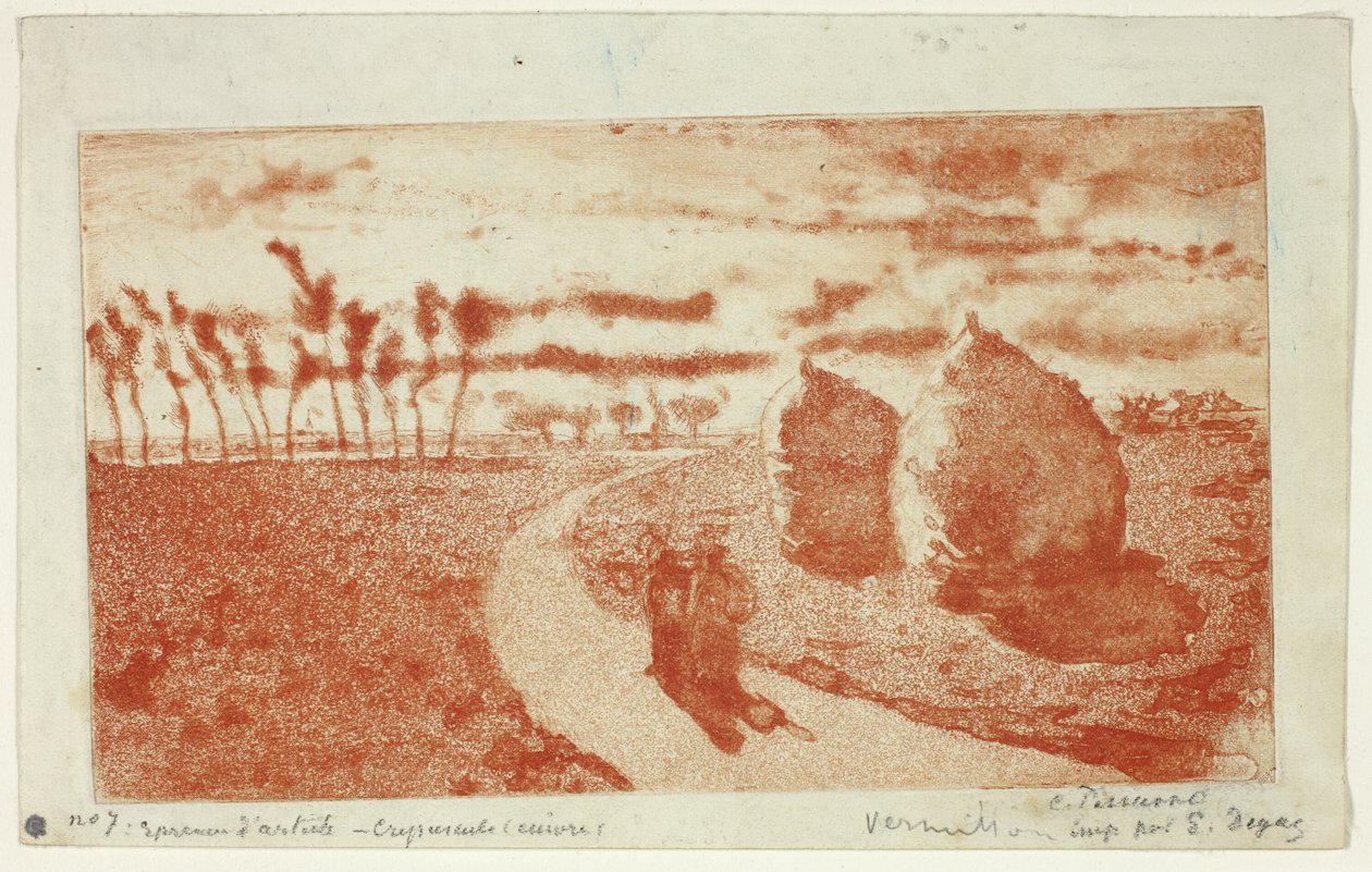 Dämmerung mit Heuhaufen von Camille Pissarro