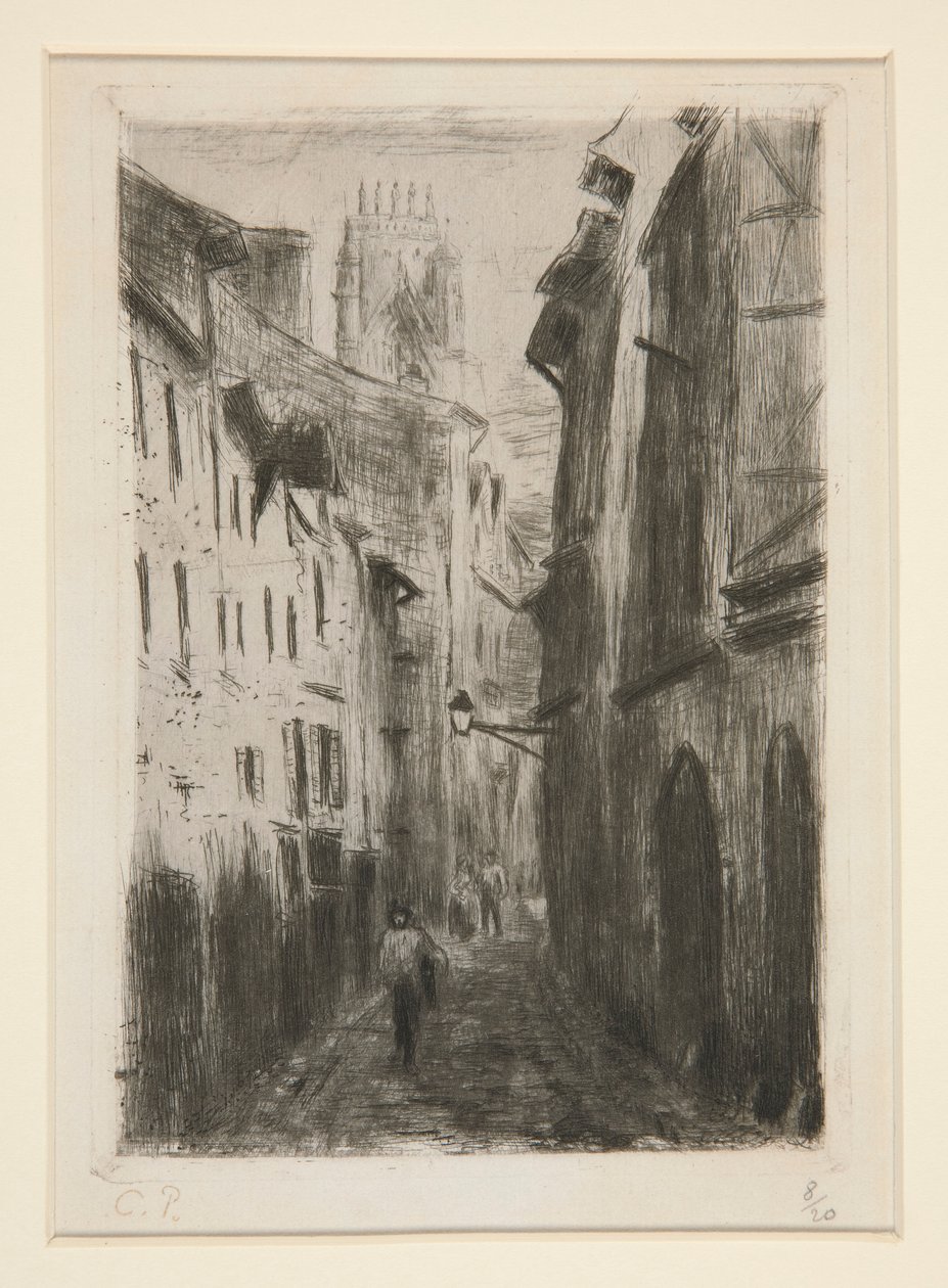 Eine Straße in Rouen (Rue des Arpents) von Camille Pissarro