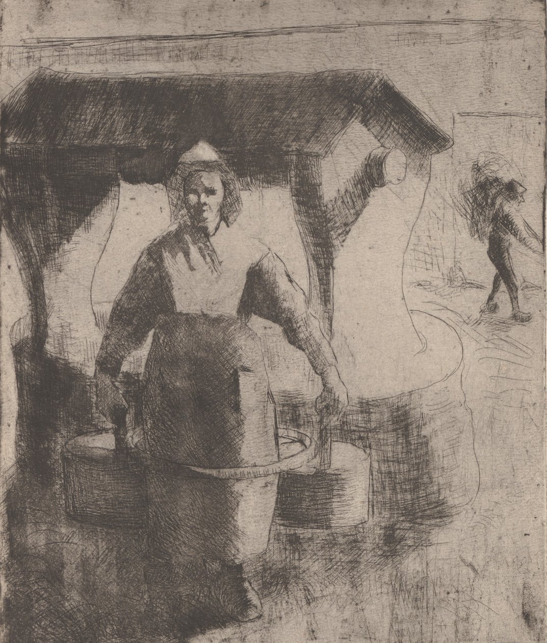 Frau an einem Brunnen, 1891 von Camille Pissarro