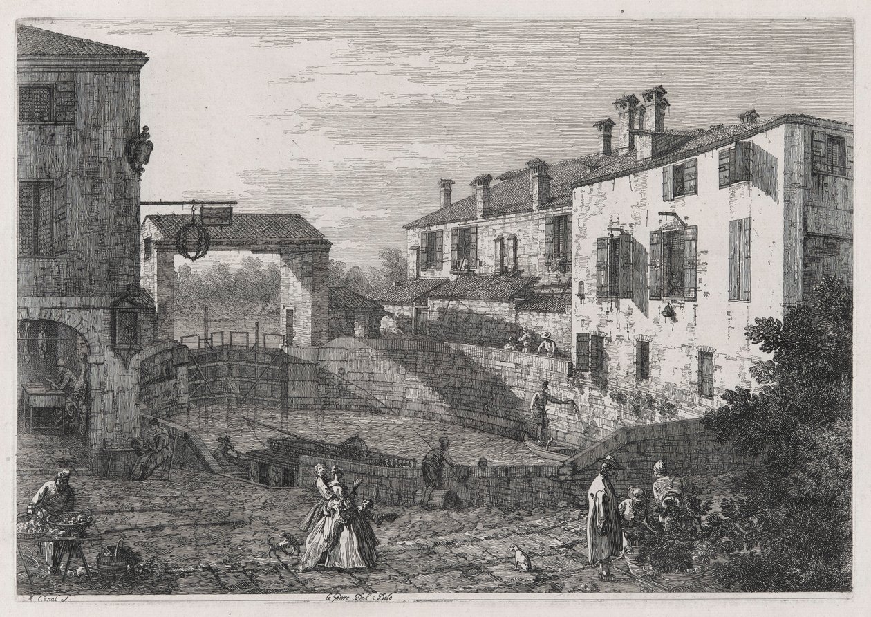 Le Porte Del Dolo, aus der Serie Vedute von Canaletto (Giovanni Antonio Canal)