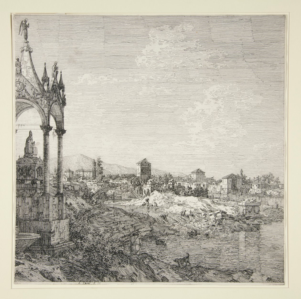 Ansicht einer Stadt mit einem Bischof von Canaletto (Giovanni Antonio Canal)