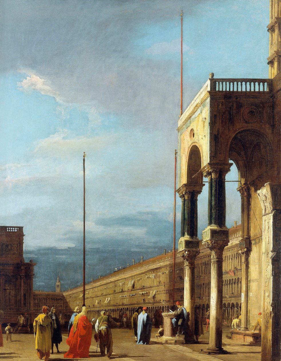 Canaletto - Der Markusplatz, Blick nach Nordwesten mit dem Narthex von San Marco um 1723-24 von Canaletto