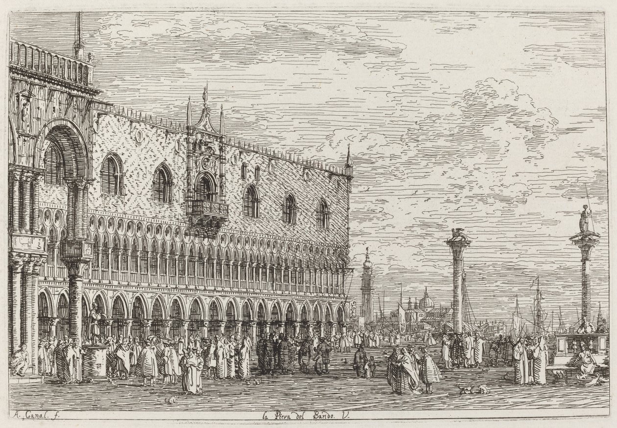 La Piera del Bando. V. [unten rechts], ca. 1735-1746 von Canaletto