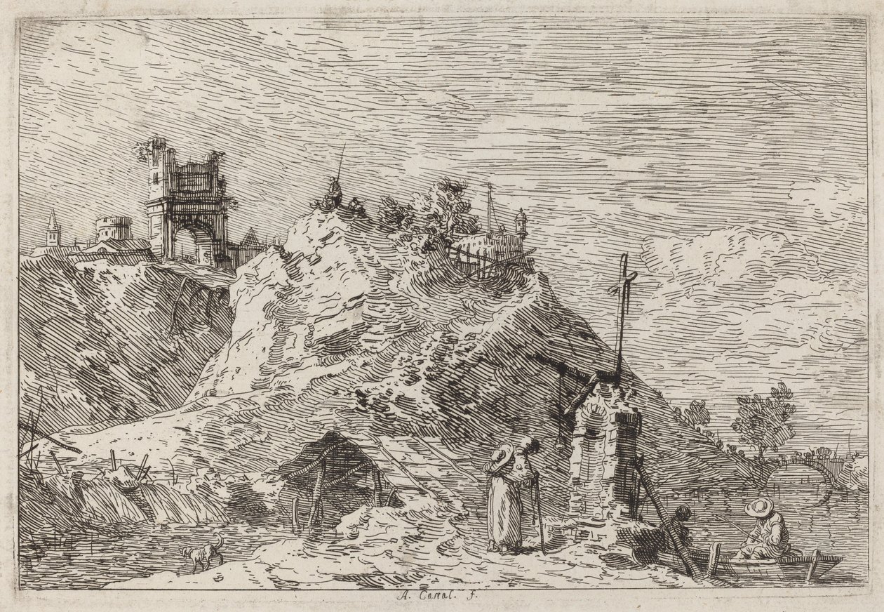 Landschaft mit dem Pilger im Gebet von Canaletto