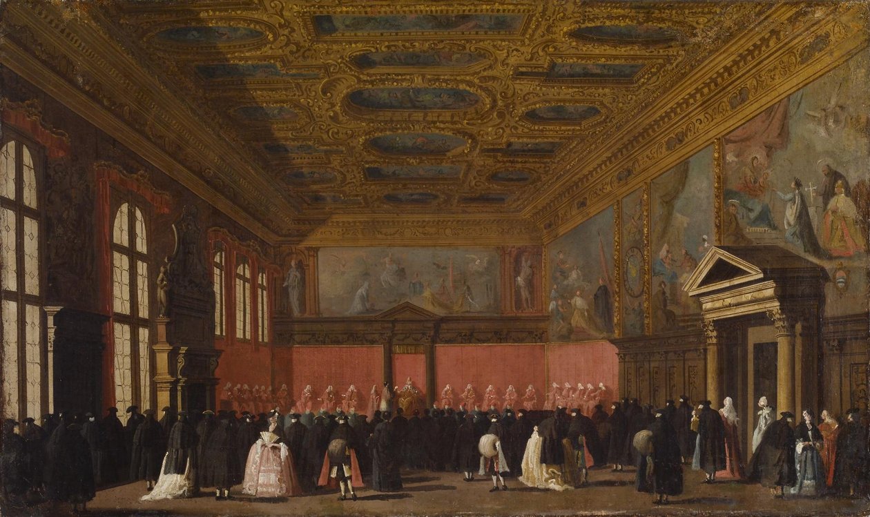 Empfang ausländischer Botschafter im Dogenpalast, Venedig von Canaletto