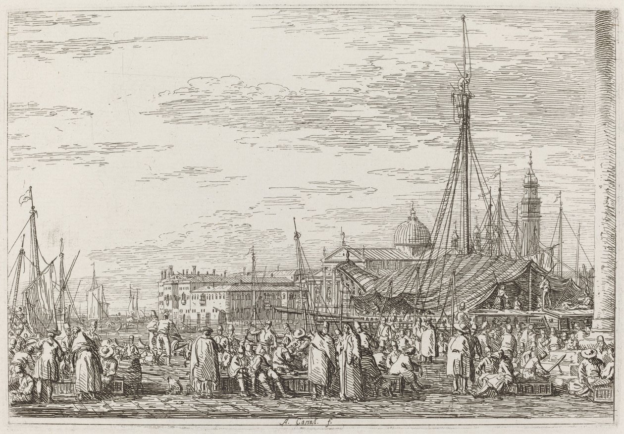 Der Markt auf dem Molo [oben links] von Canaletto